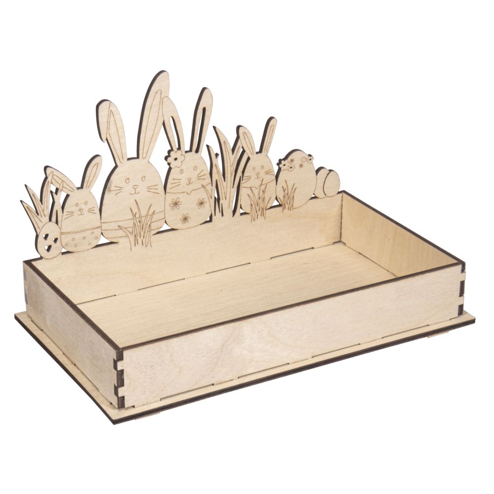 Holztablett Osterhasen FSC Mix Credit 20x12x12,5cm  1 Set natur