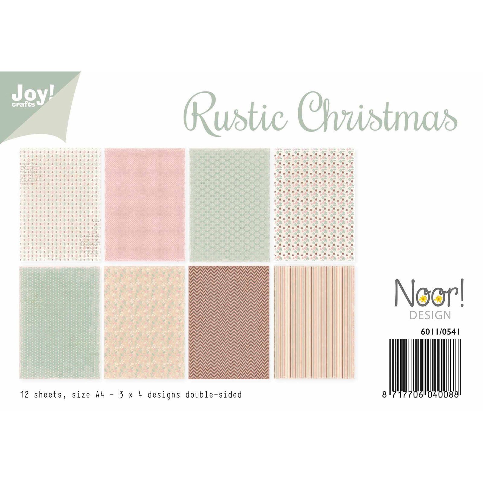 Joy!Crafts Papierset A4 Scrapbooking-Papier Rustic Christmas 12 Blätter
