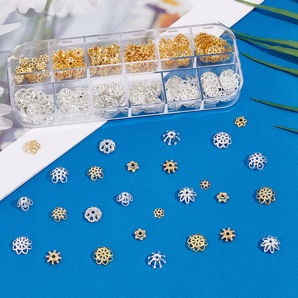 Blumenperlkappen -Set 12 Stile 240 Stück Blumenperlkappen -Set 12 Stile 240 Stück