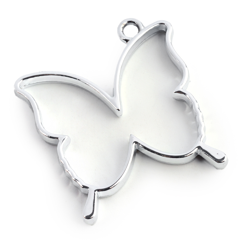 Anhänger Rahmen Schmetterling silber nickelfrei 35x32x3,5mm 3 Stück/Pkg.