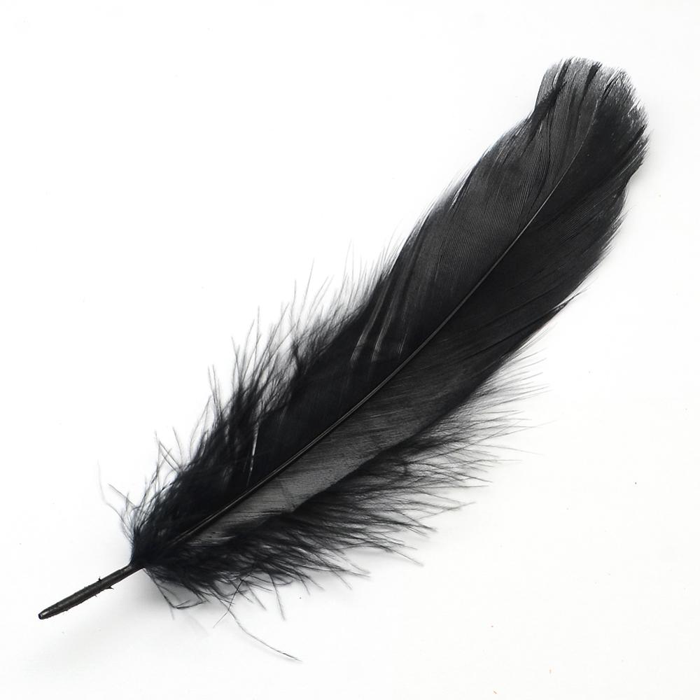Indianerfedern schwarz, 14-21 cm lang, 20 Stück, Gänsefeder (15-37mm breit) Dekofedern Bastelfedern
