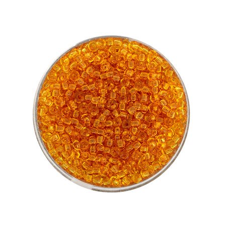 Rocailles transparent braun bernstein 2,6 mm, 17g/Dose Glasperlen Indianerperlen