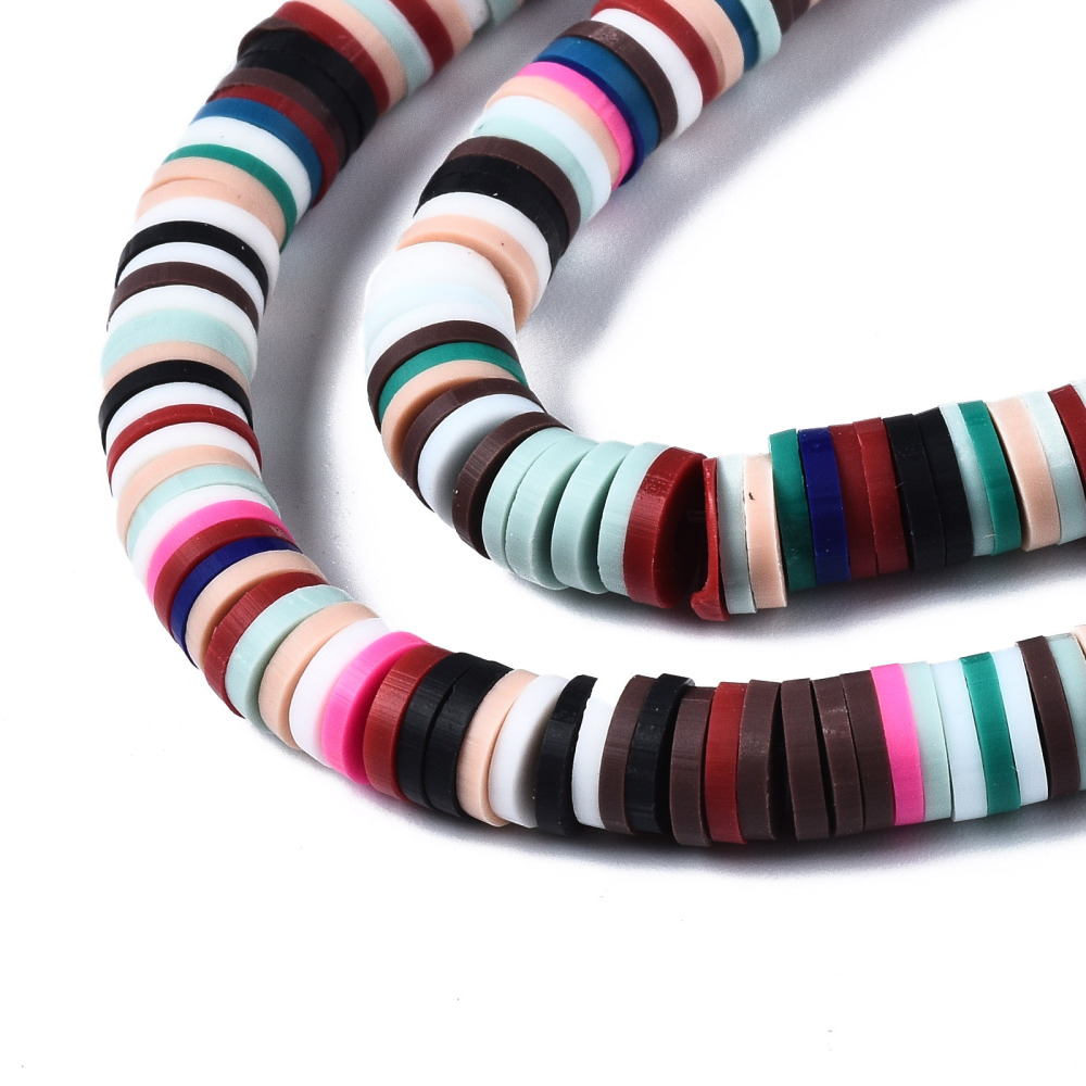 Heishi-Perlen Bunt-Mix Polymerclay Perlenscheiben 4x1mm 380-400Stk/Strang Heishi-Perlen Bunt-Mix Polymerclay Perlenscheiben 4x1mm 380-400Stk/Strang