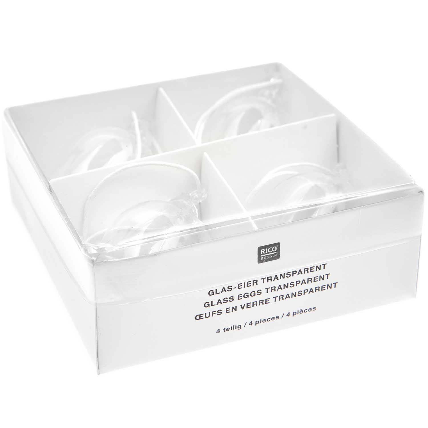 Glas-Eier Set transparent 2-teilig  3,2 cm