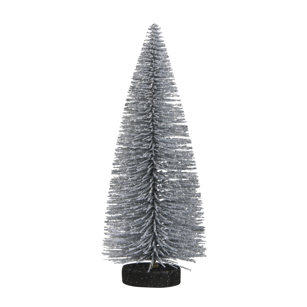 Deko Tannenbaum silber beglimmert, 15 cm, 3 Stück/Packung