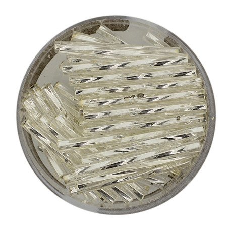 Stiftperle gedreht 25mm silber, 12gr/Dose Glasstifte twisted silber