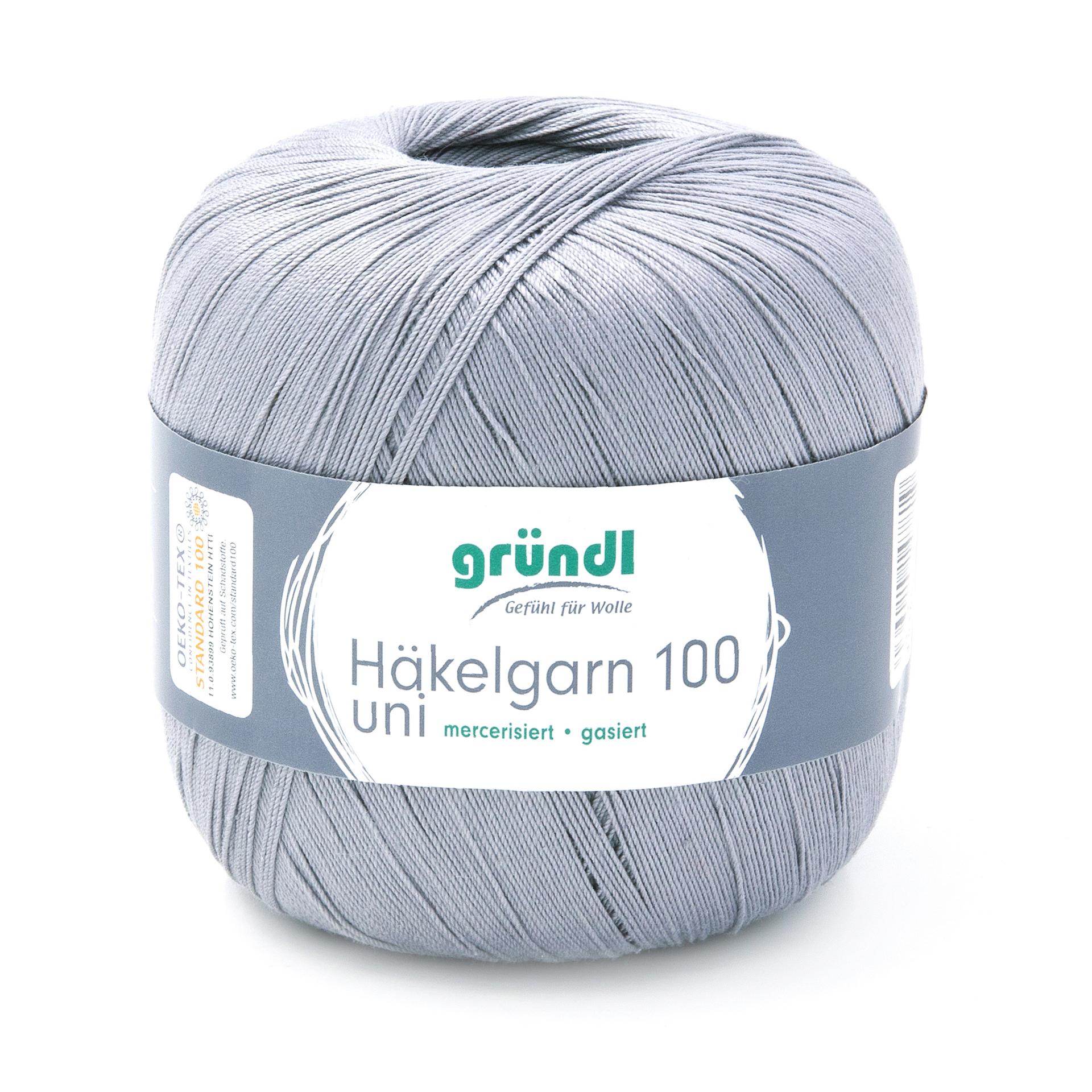 Häkelgarn 100 uni , 100% Baumwolle, 100g/566m