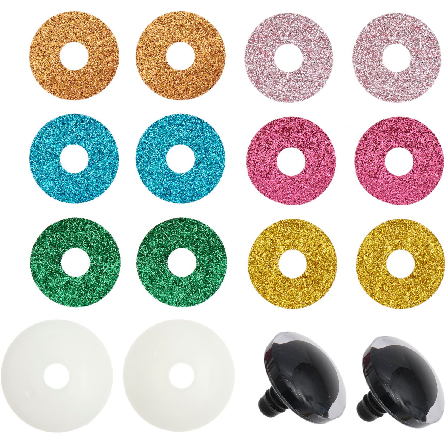 Glitzer Sicherheitsaugen-Set für Kuscheltiere 6 Farben in verschiedenen Größen 2 Stück/ 1 Paar Glitzer Sicherheitsaugen-Set für Kuscheltiere 6 Farben in verschiedenen Größen 2 Stück/ 1 Paar