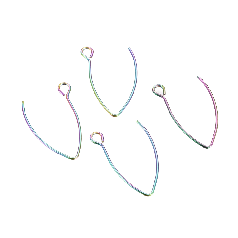 Edelstahl Ohrringhaken multicolor, 26x15,5mm, 4 Stück/ Pkg.  Pin 0,7mm, Ohrbrisur Ohrhaken Ohrfeder