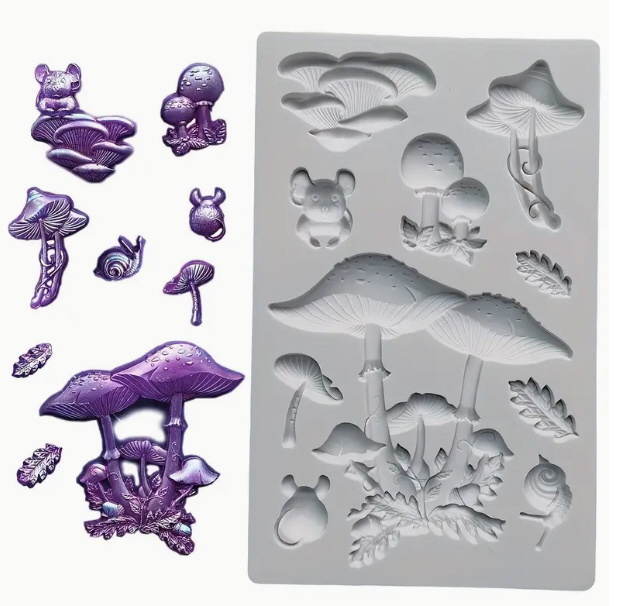 Silikon-Pressform Fantasy Mushrooms 12,7x20,5cm 