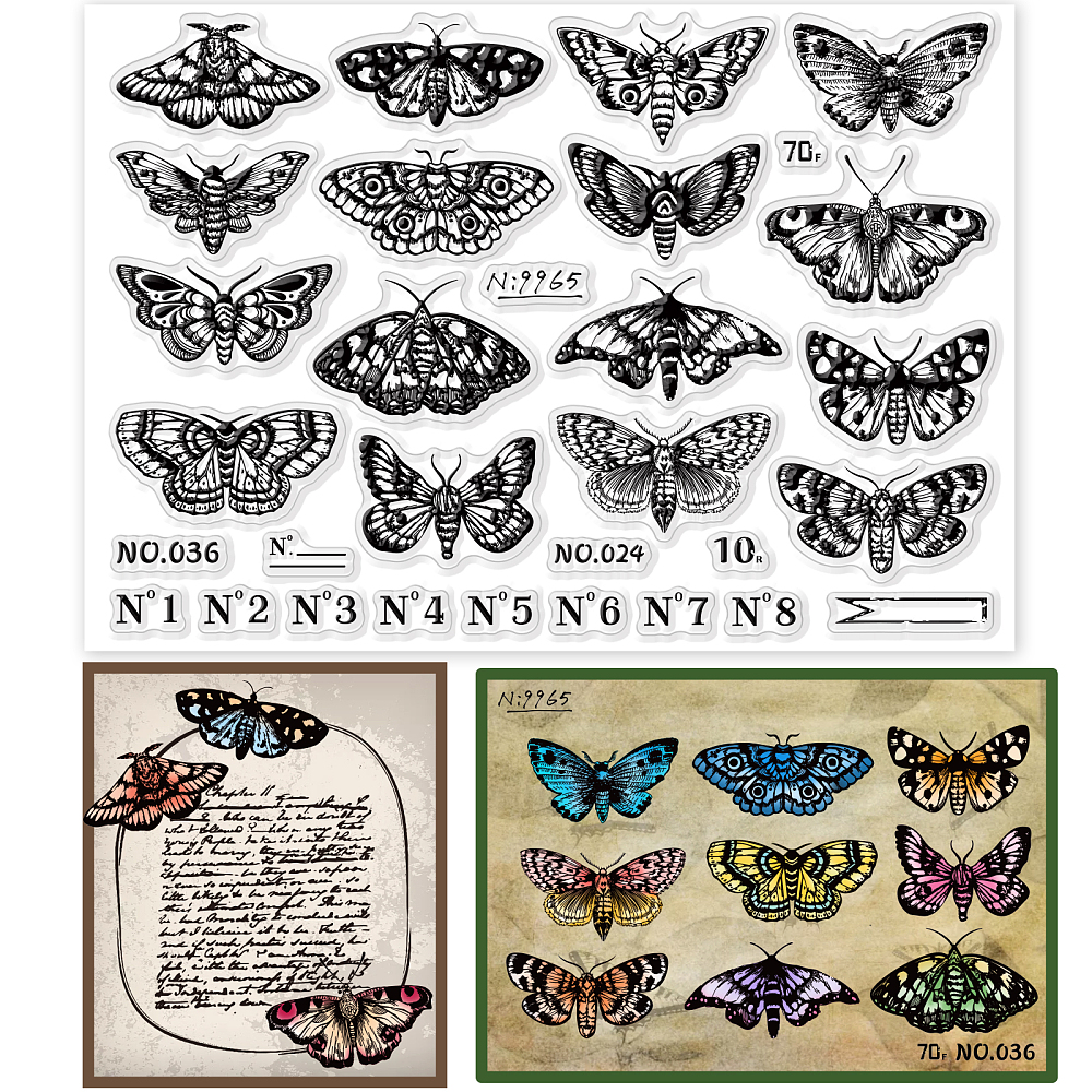 Silikonstempel Motten Falter Schmetterling Set 21x14,8cm 31-teilig Silikonstempel Motten Falter Schmetterling Set 21x14,8cm 31-teilig