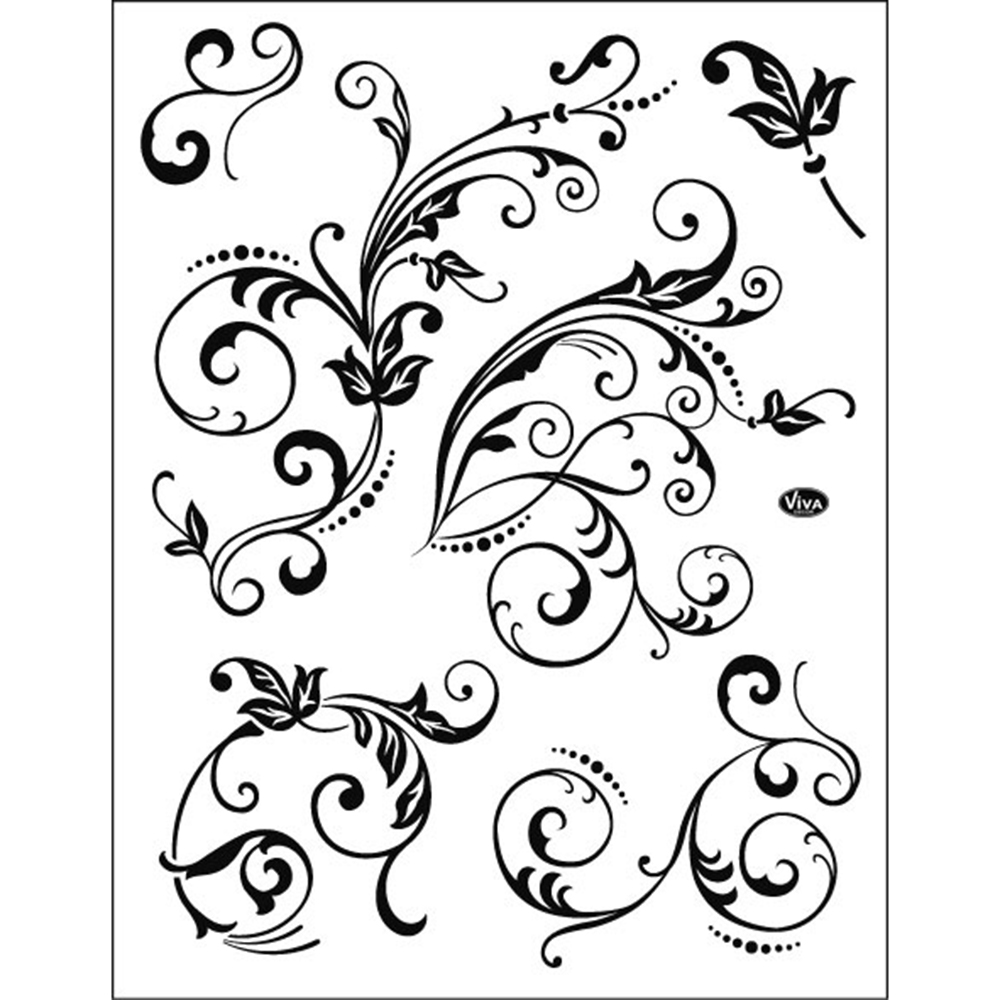 Viva Decor Silikonstempel Florale Schnörkel -Set 6-teilig 14x18cm