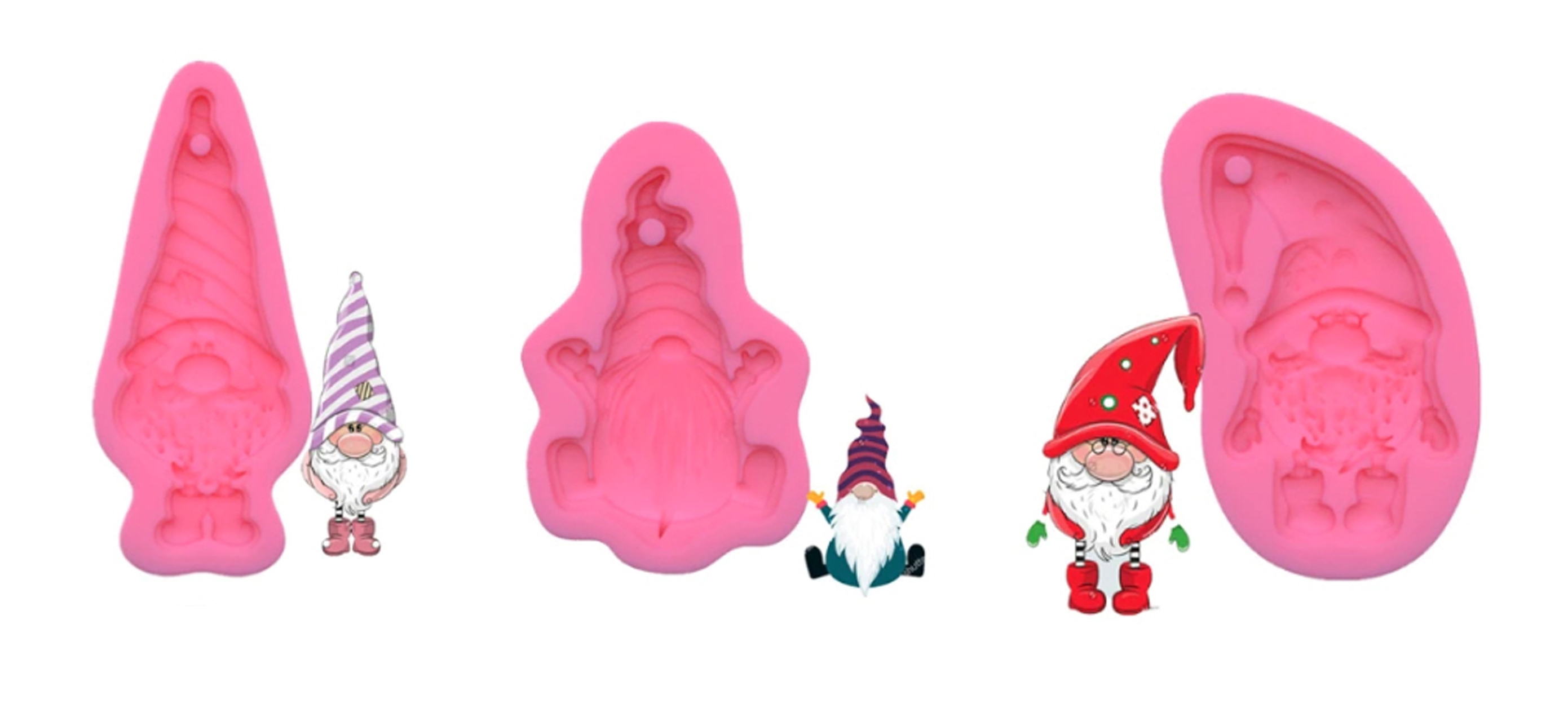 Silikonform Pressform Gnome Set, 3 Stück