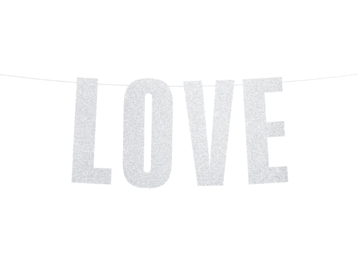 Banner Love silber Glitzer 21x55cm Papiergirlande
