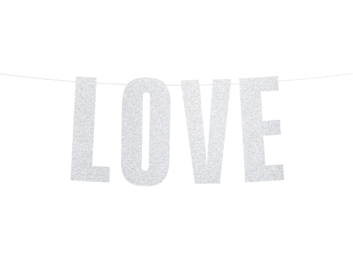 Banner Love silber Glitzer 21x55cm Papiergirlande