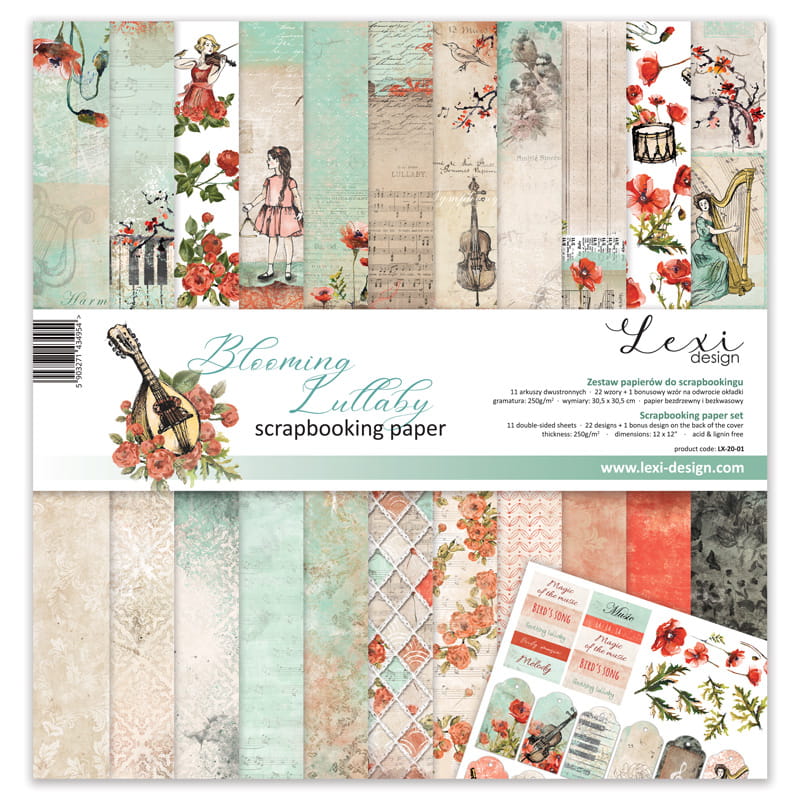 Blooming Lullaby Scrapbooking-Papier Set 30,5cmx30,5cm 11 Bögen doppelseitig 250g/m²