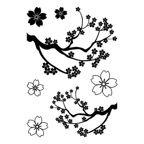 Silikonstempel-Set Sakura Kirschblüten A7  74x105mm 7 - teilig transparent