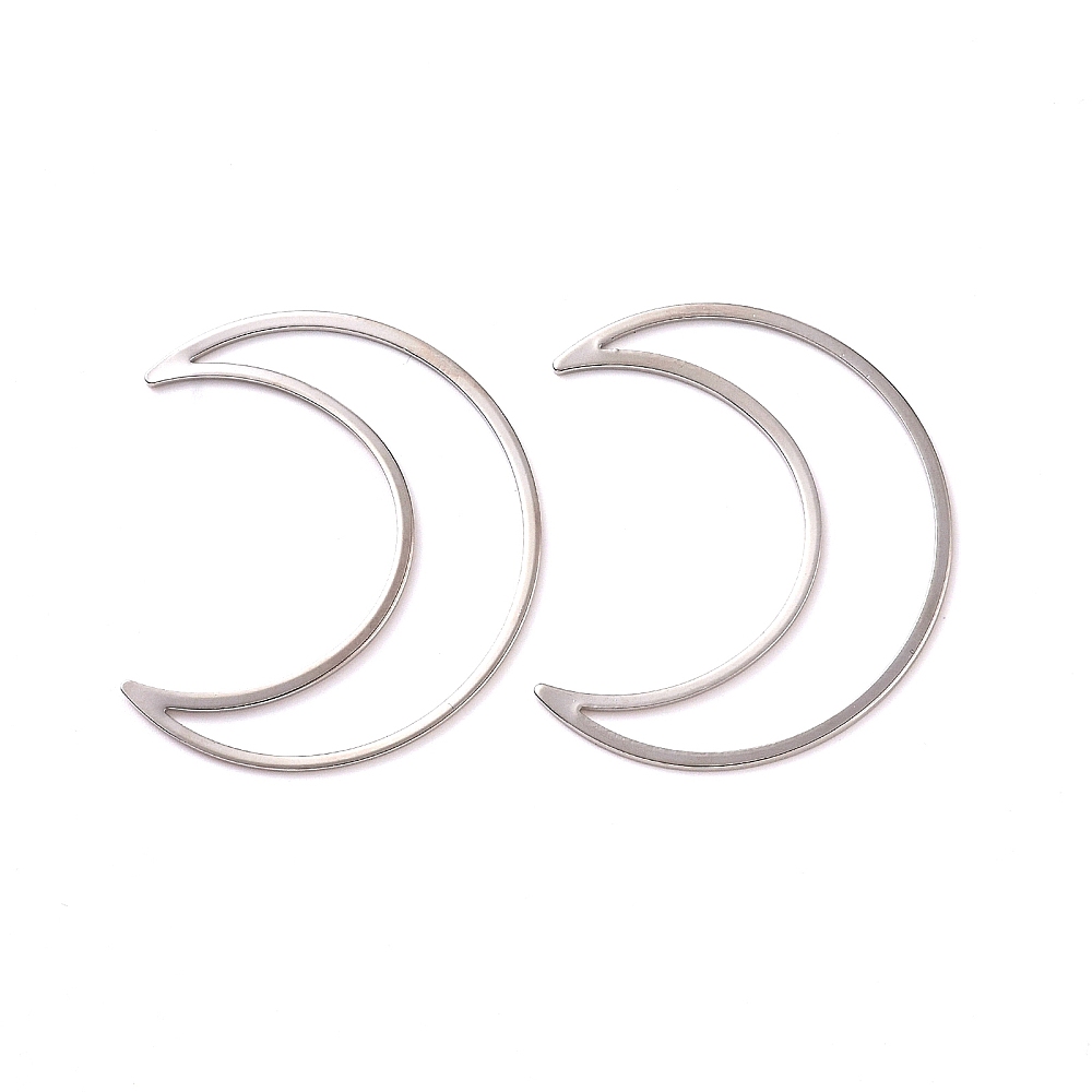 Brass Linking Rings SILBER Mondform aus Messing 49x40x1mm 1 Stück 
