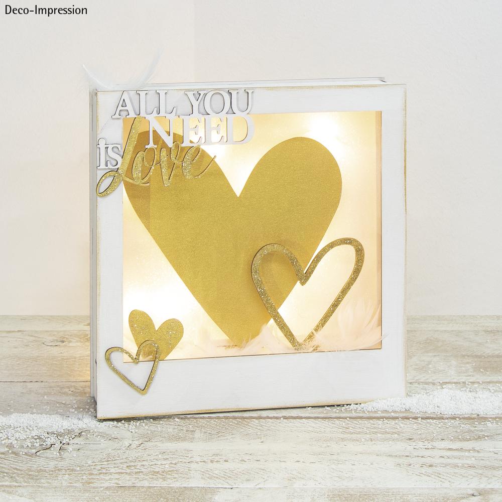 Holzbausatz Motivrahmen All you need is Love 16 teilig 24x24x6,3cm