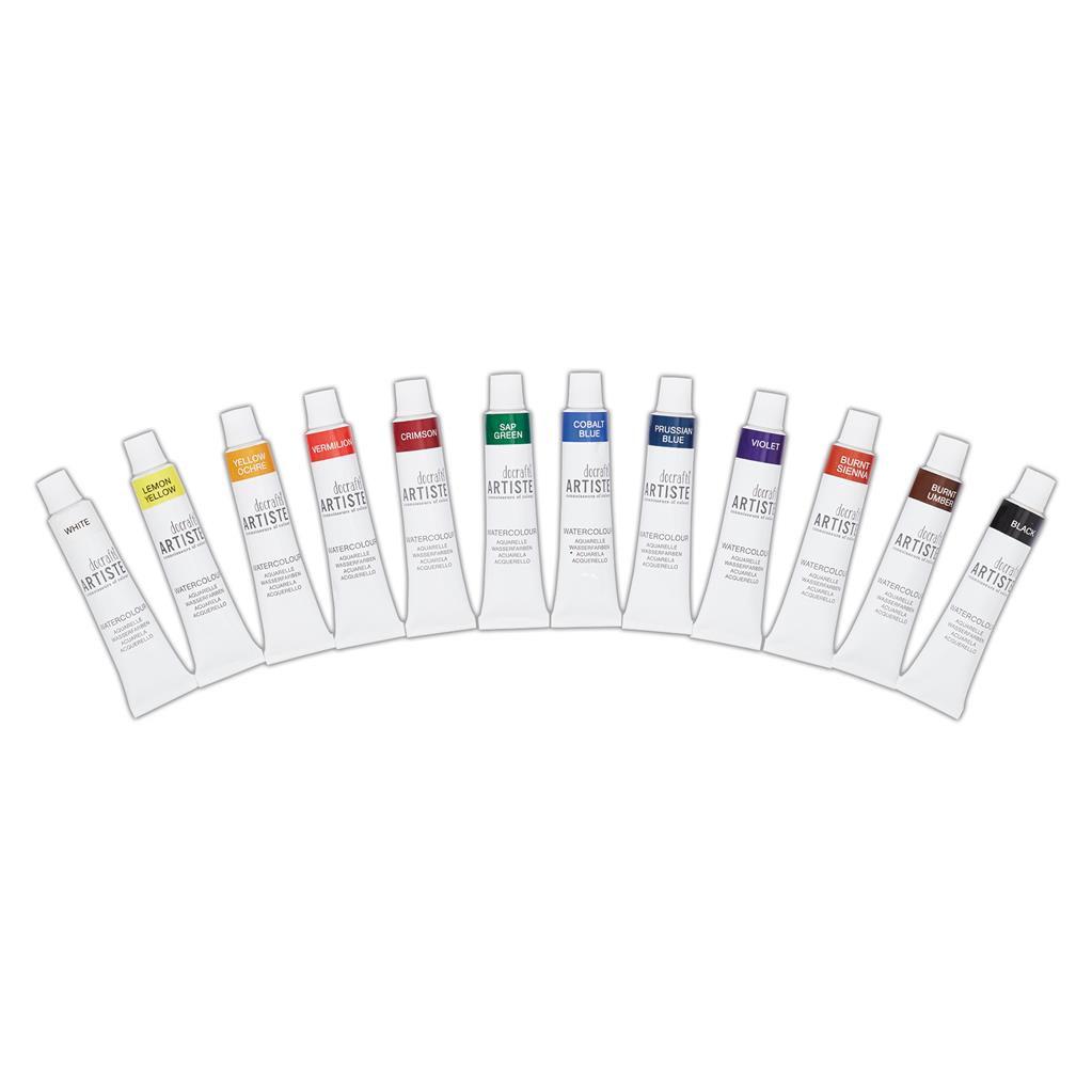 Docrafts Artiste Watercolor Paint Set 12 Tuben á 12ml