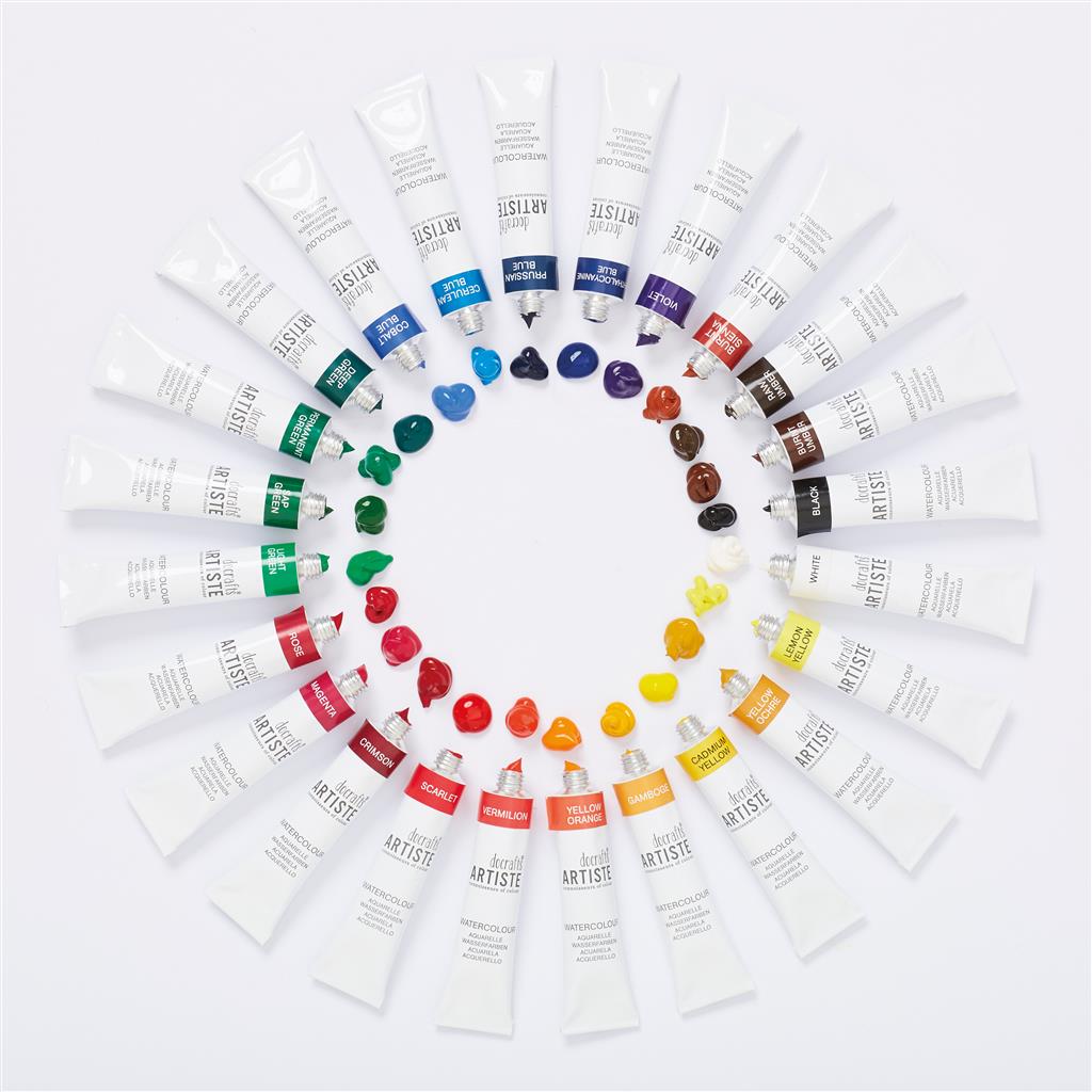 Docrafts Artiste Watercolour Paint Set 24 Tuben á 12ml