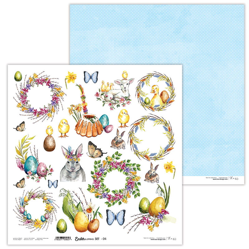 Easter & Spring Scrapbooking Papierset 30,5x30,5cm 5 Bögen doppelseitig bedruckt 250g/m²