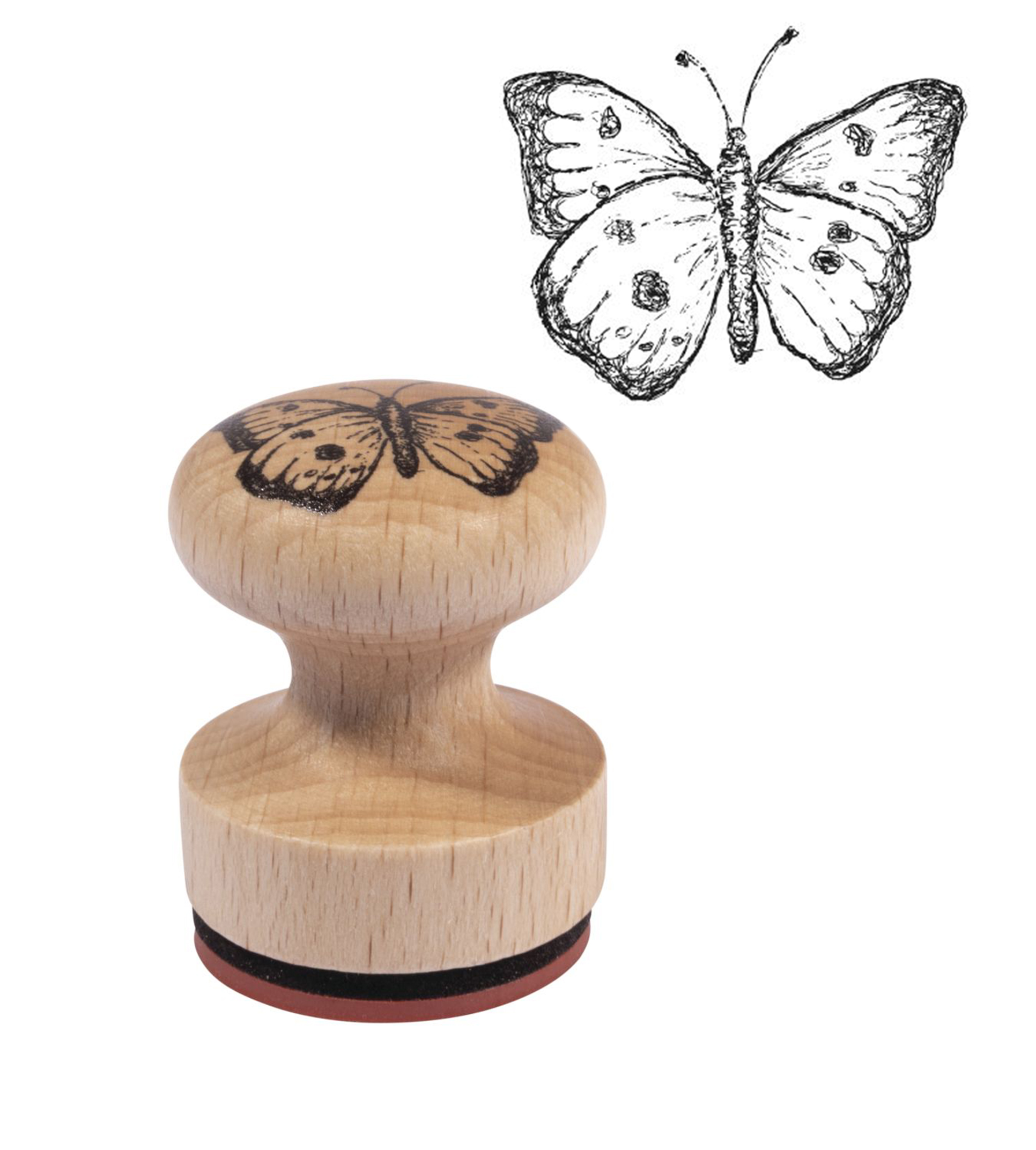 Stempel Schmetterling mit Holzgriff  3cm ø