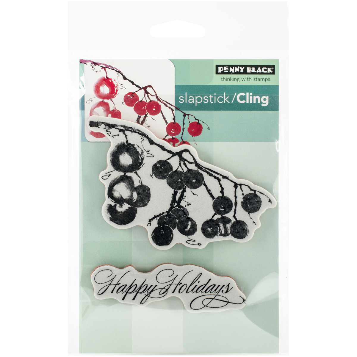 Penny Black Berry Merry Christmas Happy Holidays Weihnachtsstempel Gummistempel Rubber Stamp Cling Stamps 5"X7"