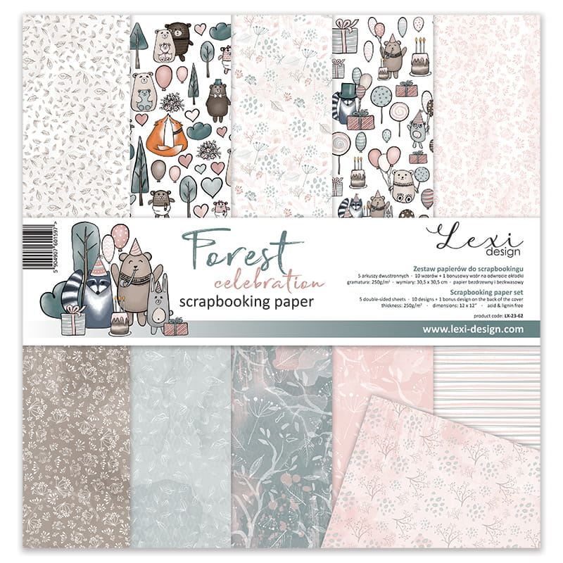 Forest Celebration Scrapbooking-Papier Set 30,5cmx30,5cm 11 Bögen doppelseitig 250g/m²