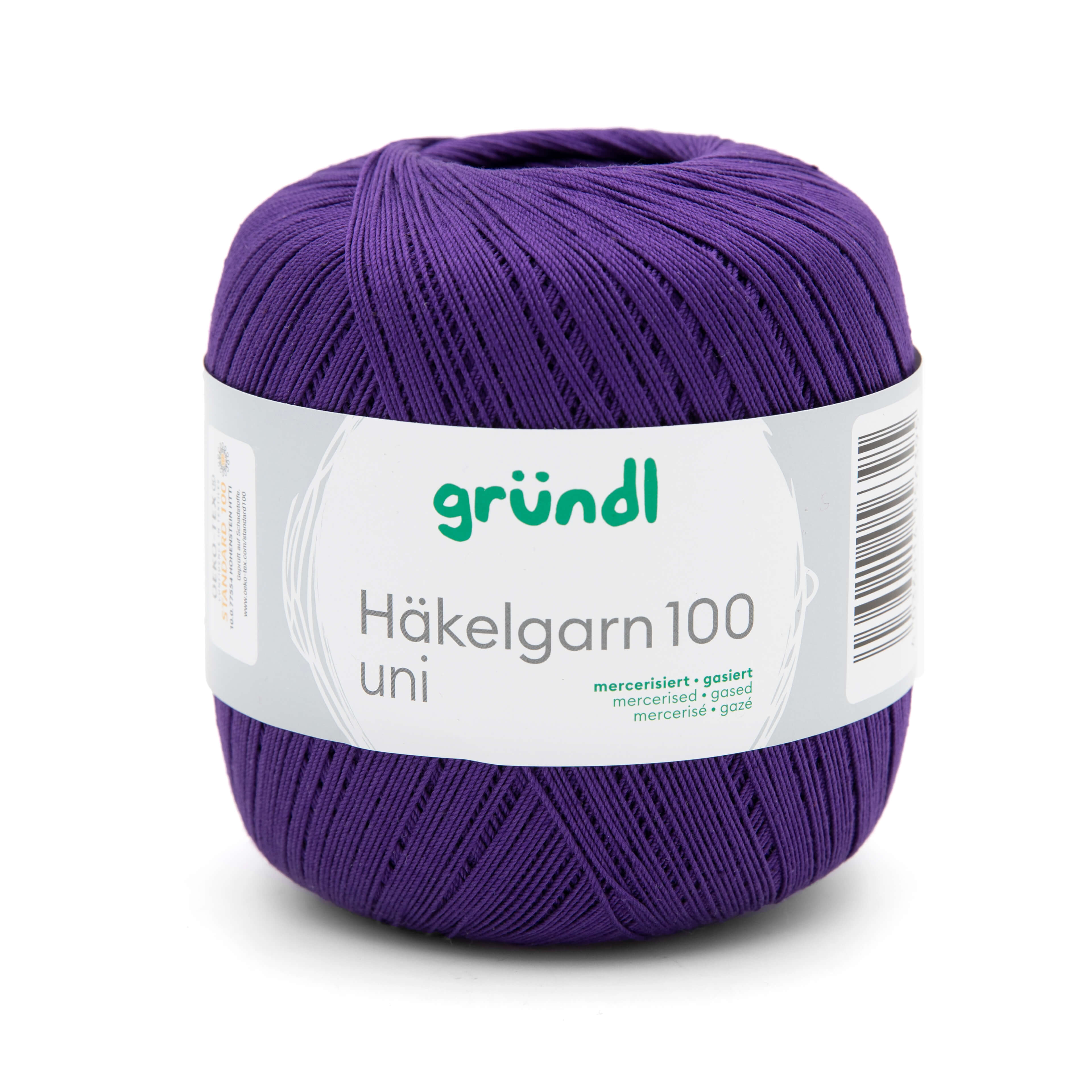 Gründl Häkelgarn 100 lila mercerisiert gasiert 100% Baumwolle 100g/566m Gründl Häkelgarn 100 lila mercerisiert gasiert 100% Baumwolle 100g/566m