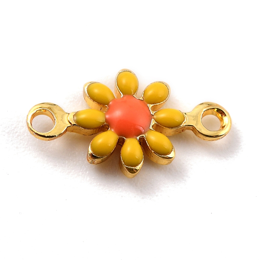 Verbindungsstücke Sonnenblume gelb/gold 13x7x2,5mm 1,2mm Loch 1 Stück Verbindungsstücke Sonnenblume gelb/gold 13x7x2,5mm 1,2mm Loch 1 Stück