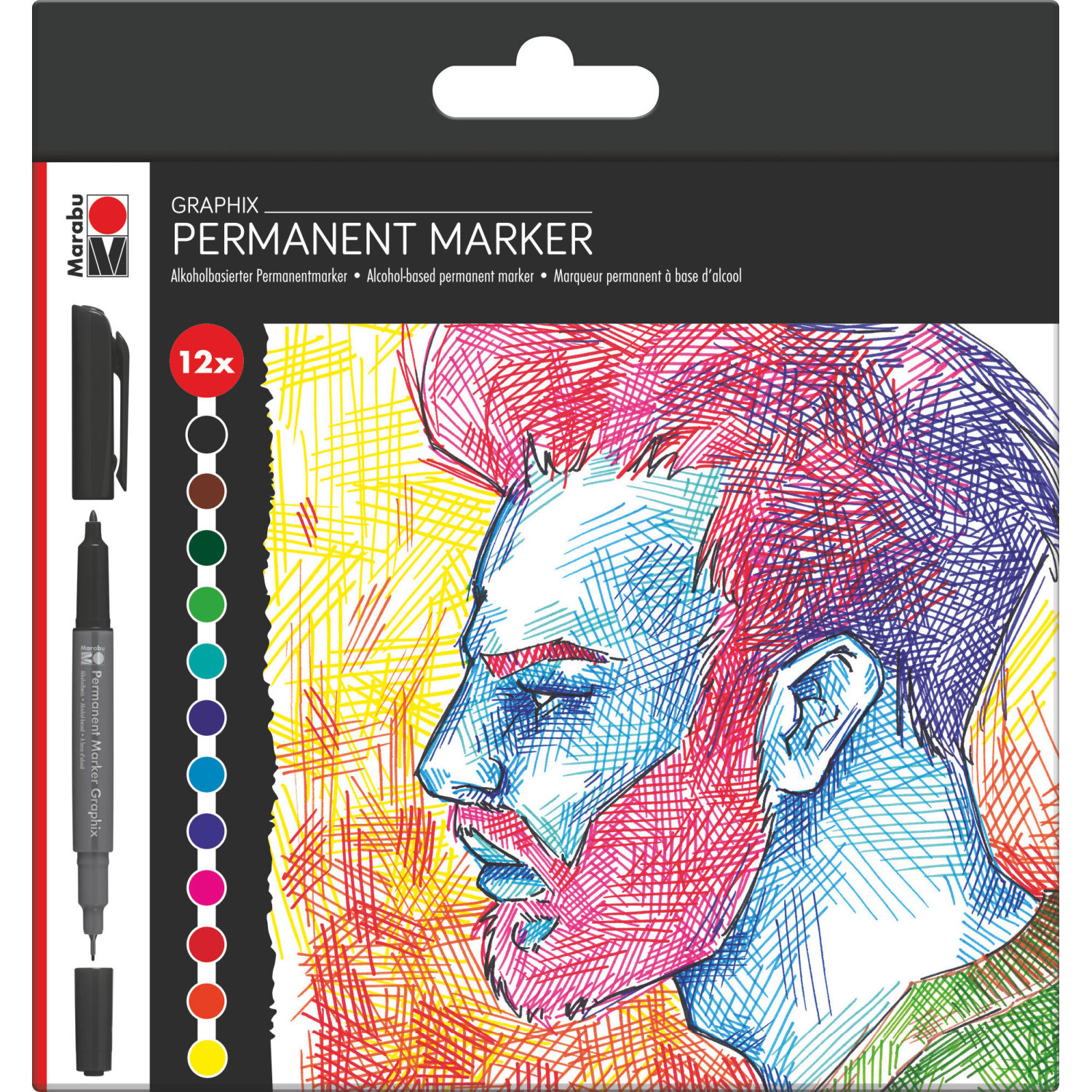 Graphix Permanent Marker Set Marabu 12 Stifte 
