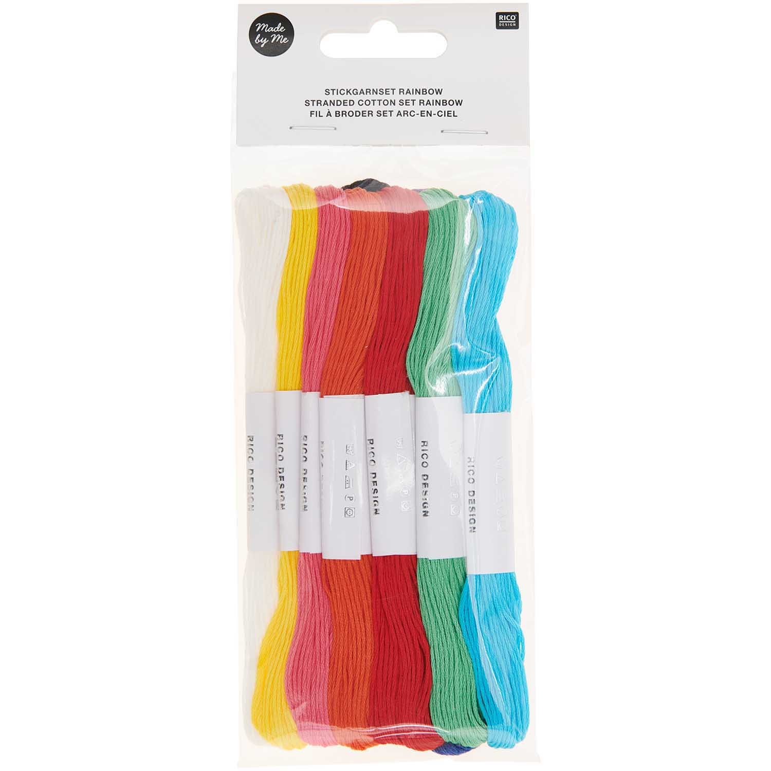 Stickgarnset Rainbow 100% Baumwolle 6-fädig 10 versch. Farben 8m/Farbe