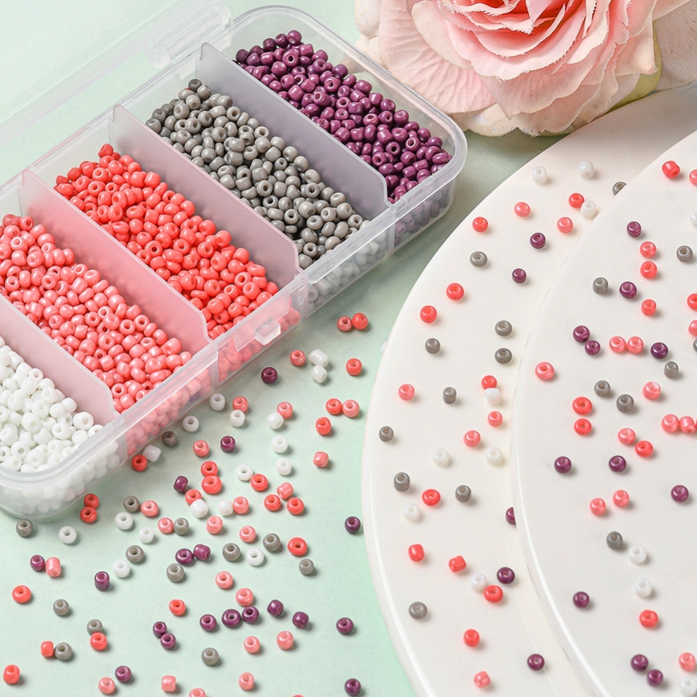 Rocailles Perlen Mix-Set 5 Farben 3-3,5mm Seed Beads 8/0 1900 Stück Rocailles Perlen Mix-Set 5 Farben 3-3,5mm Seed Beads 8/0 1900 Stück