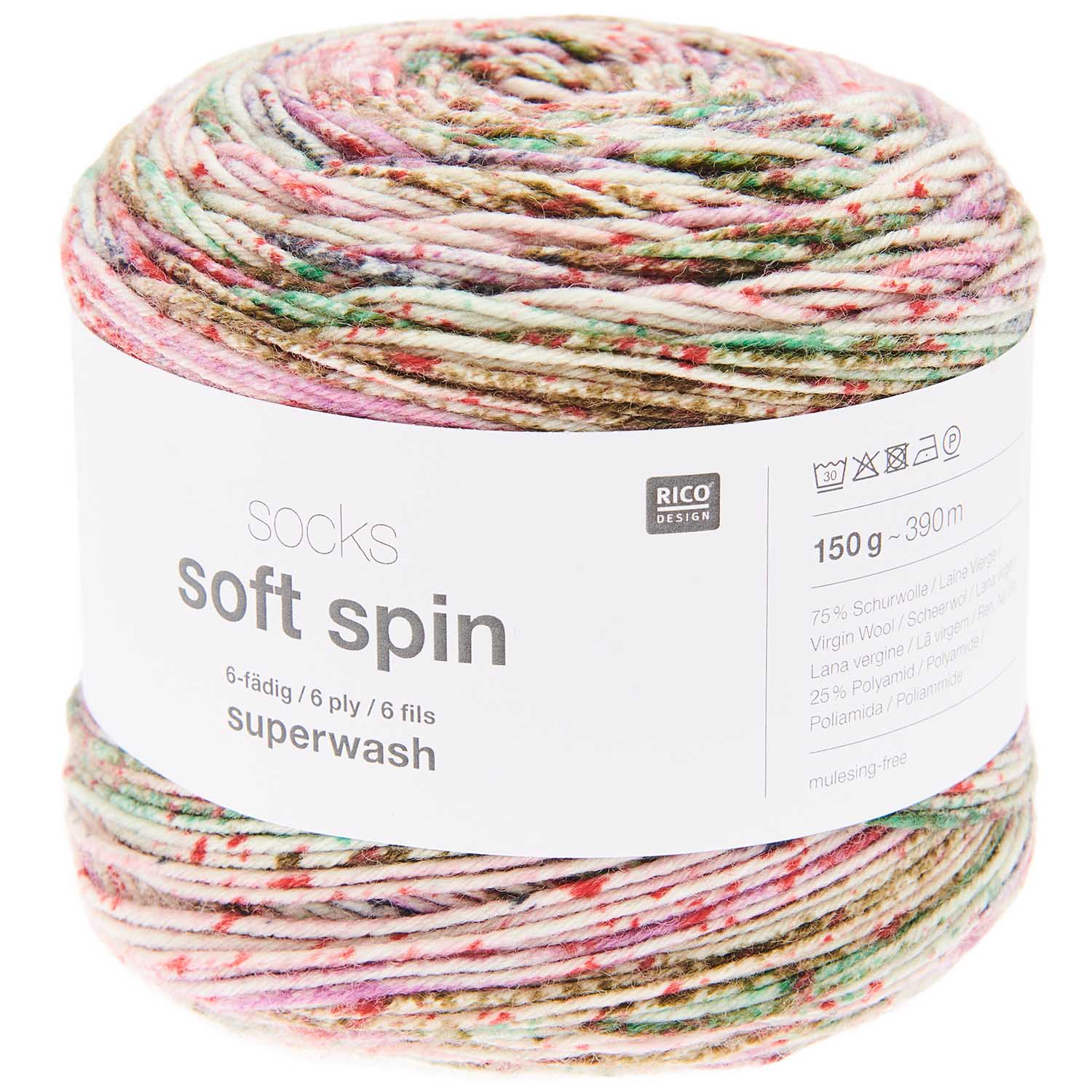 Socks Soft Spin 6-fädig Sockenwolle  75% WV 25% PA 150g / 390m