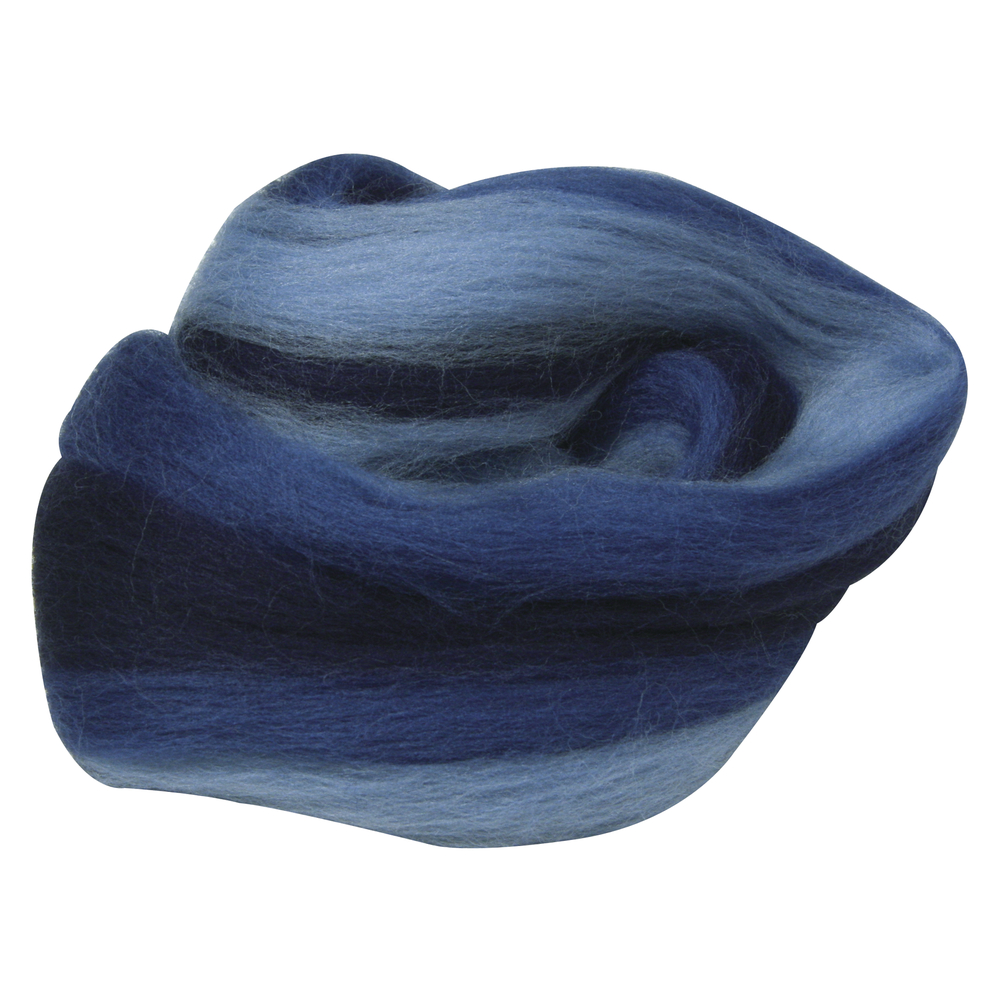 Merino-Kammzug multicolor, 50 g, 21 mic, superfein, Blautöne Filzwolle Schafwolle Naturwolle