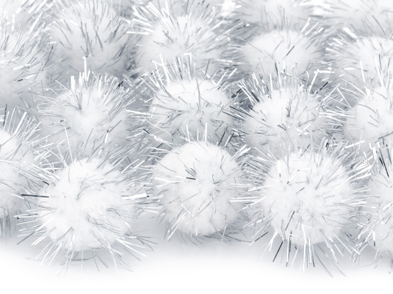 Plush Pompoms Plüsch-Pompons mit Glitzer 2cm silber 20 Stück 