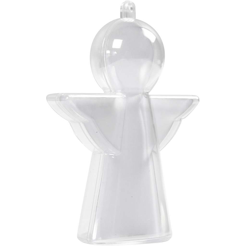 Teilbarer Plexi Engel, 10 cm, 4 Stück/Packung, Weihnachtsbaumanhänger, transparent Acrylengel Kunststoffengel Kunststoffform 