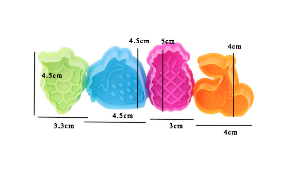 Ausstecherset "Tutti Frutti", 4er Set mit Auswerfer