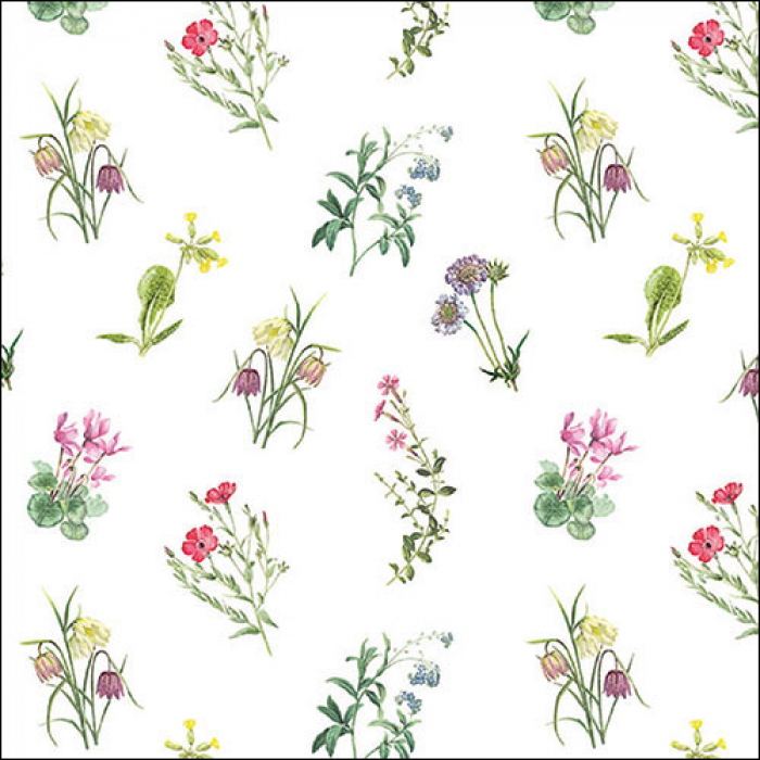 Ambiente Servietten Mixed Flowers White 25x25cm 20 Stück/Packung 