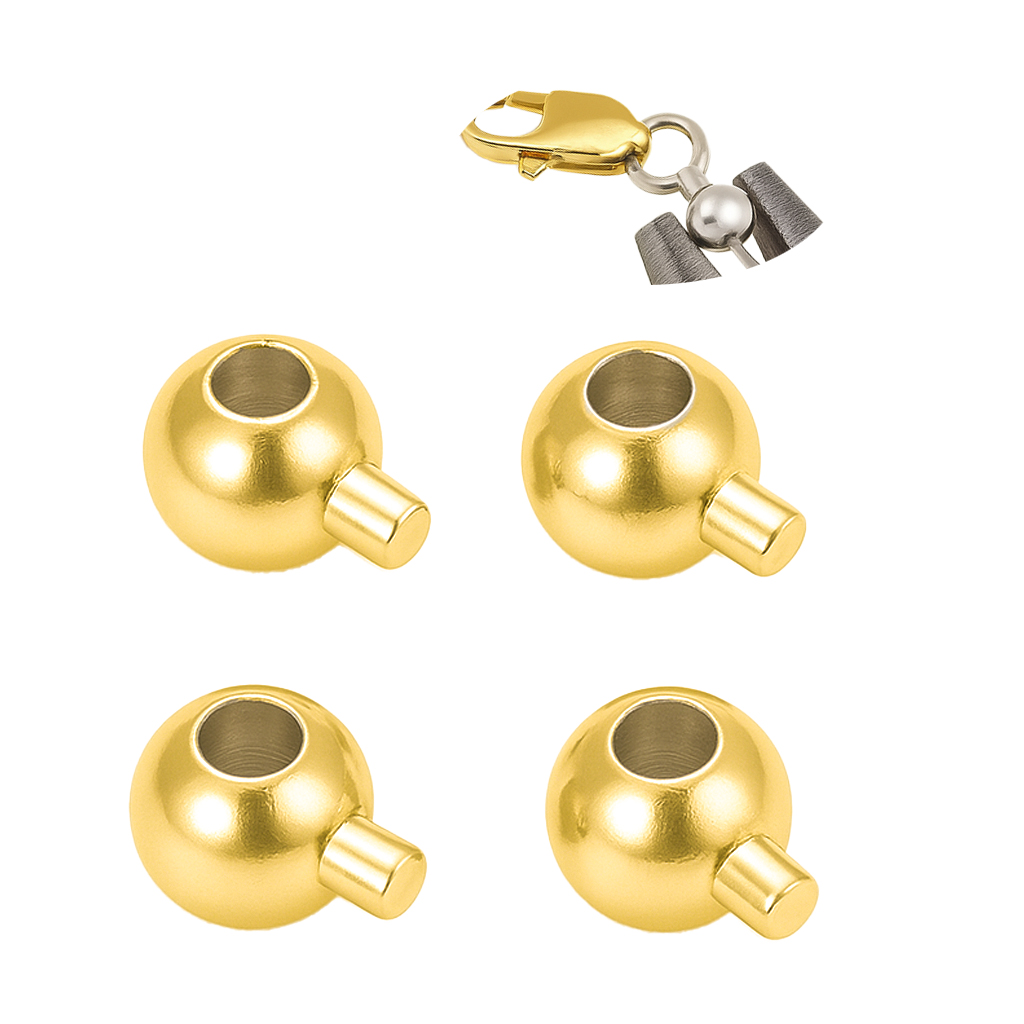 Crimp Endperlen Kugelstopper GOLD 3,5x5mm 4 Stück