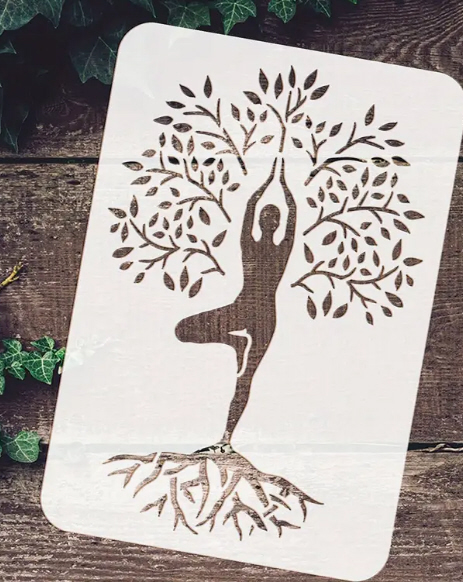 Schablone Lebensbaum Yoga 29,5x21cm