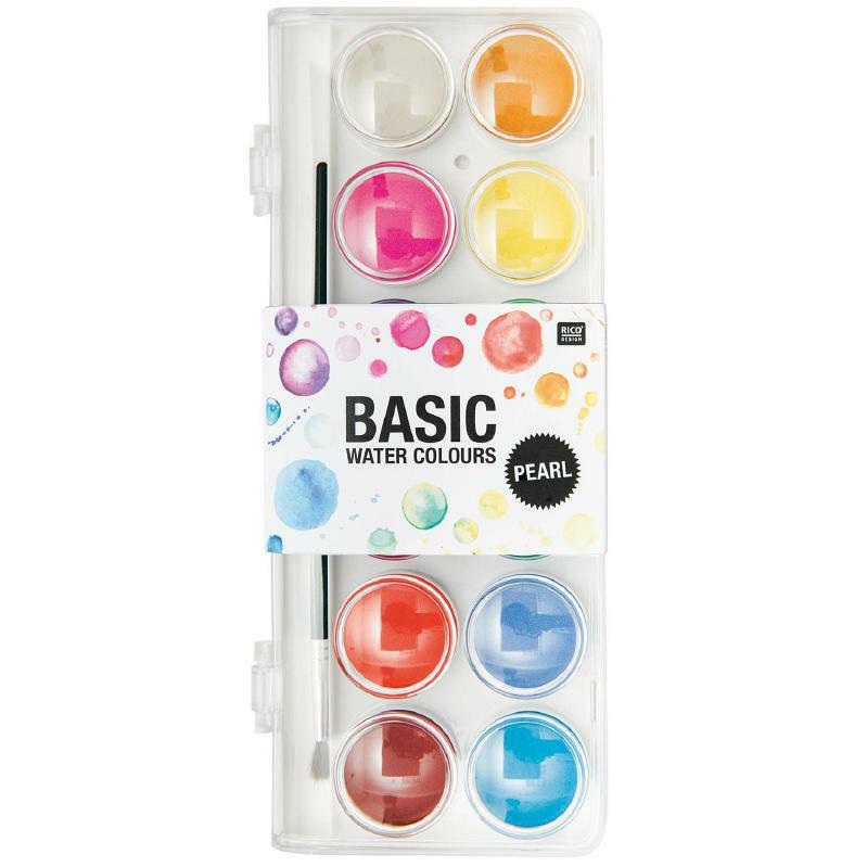 Basic Water Colours Pearl 12 Farben Wasserfarben perlmutt 