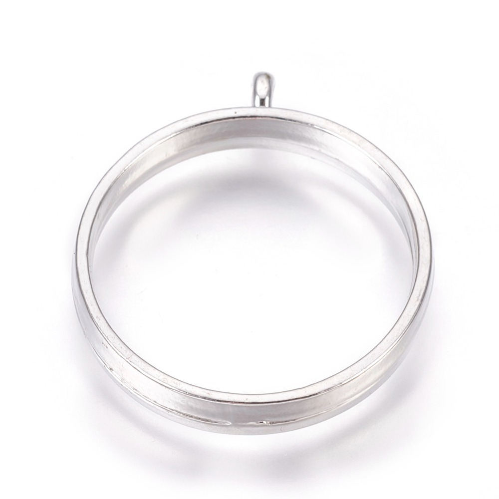 Anhänger Open Bezel Rund silber 32x29x3,5mm 6 Stück