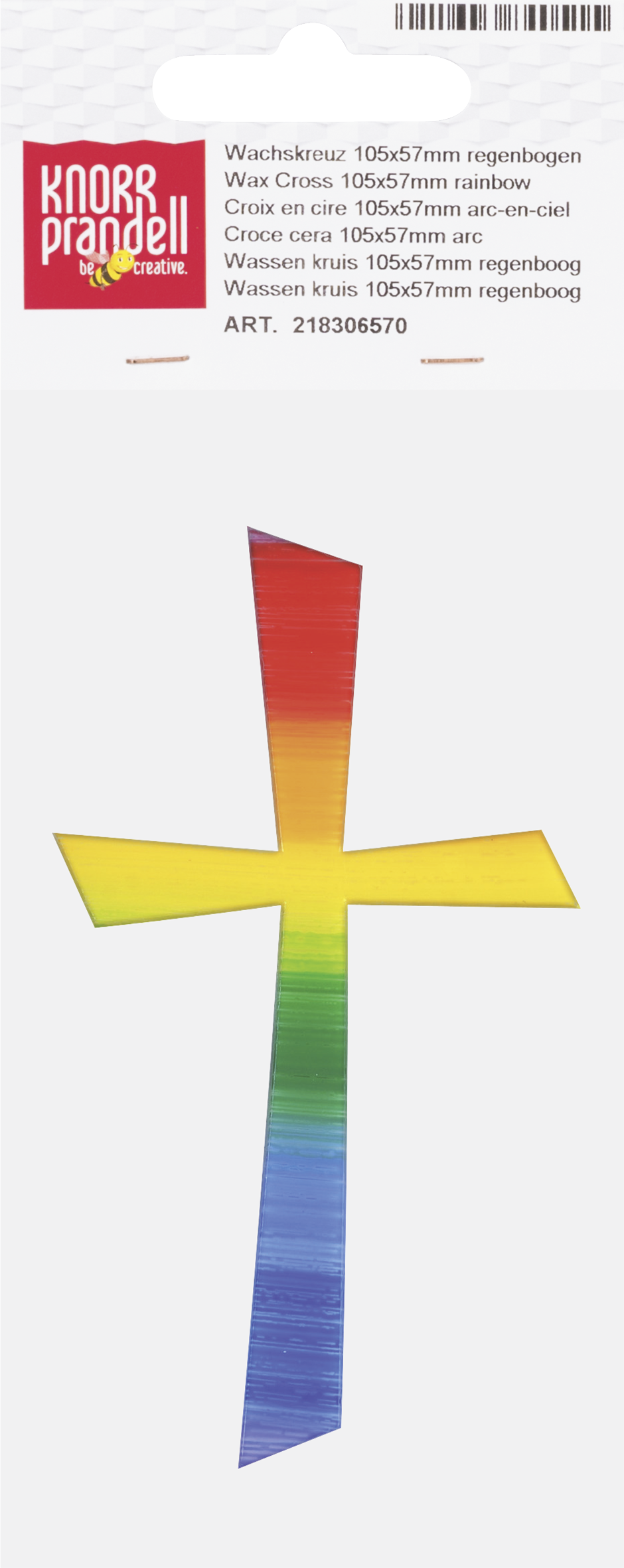 Wachskreuz regenbogenfarbig 105x57mm 