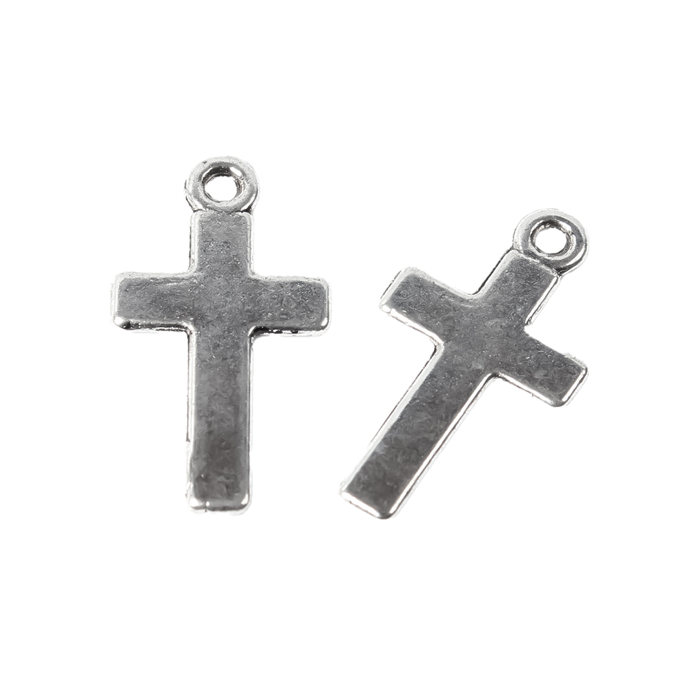 Anhänger Mini-Kreuz silbern 25x13mm 1,5mm dick 10 Stück