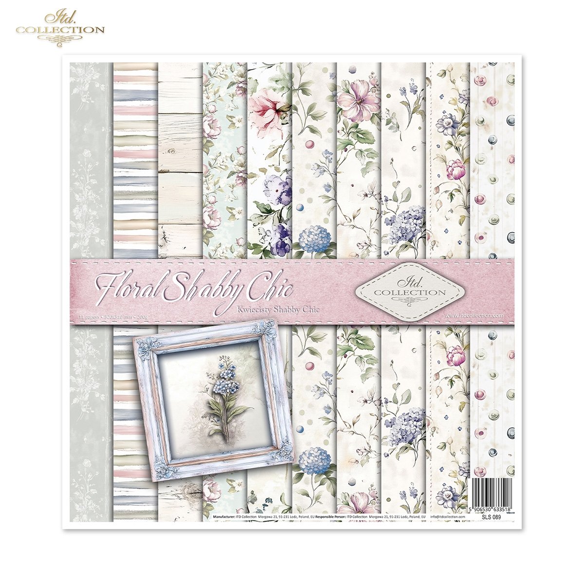 Floral Shabby Chic Scrapbooking Papier-Set 200 g/m2 310x320 mm 11 Bögen
