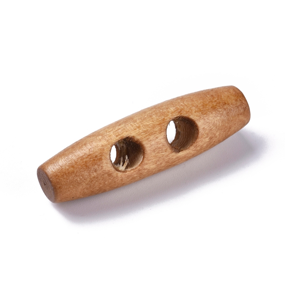 Holz Knebelknopf natur hellbraun 2-Loch 40x11mm zum Annähen 1 Stück Holz Knebelknopf natur hellbraun 2-Loch 40x11mm zum Annähen 1 Stück