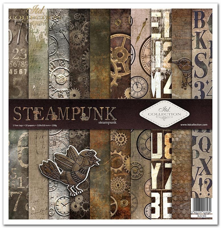 Scrapbooking-Papier Set Steampunk 31x32cm 200 g/m2 11 Blatt 