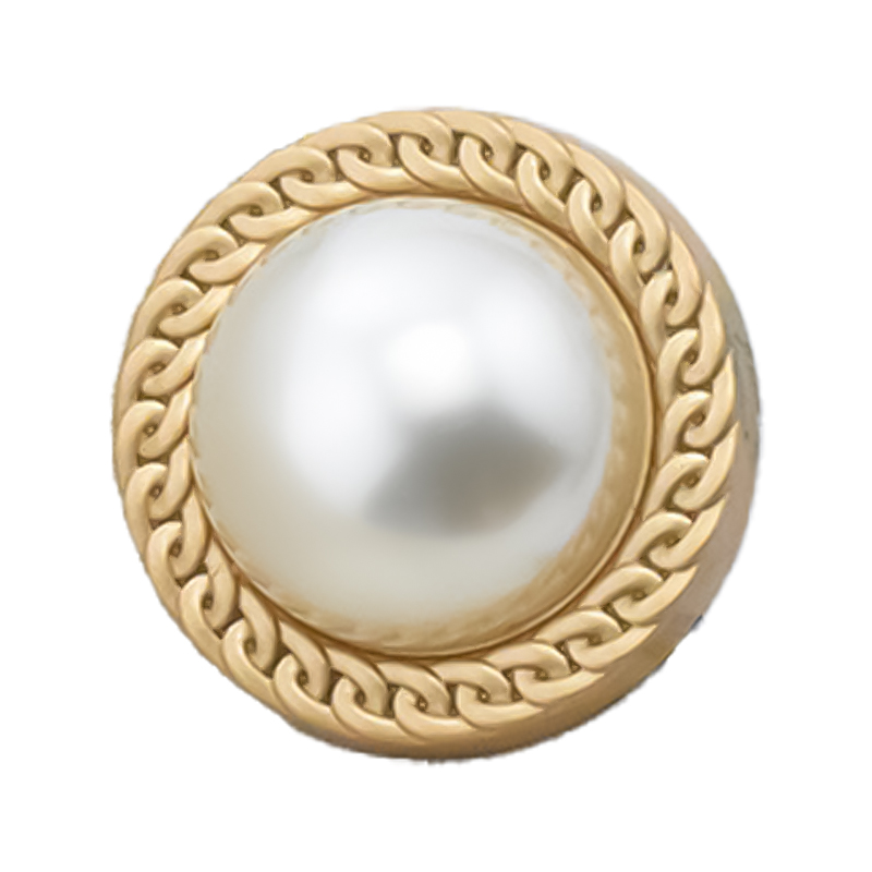 Zierknopf gold mit weißer Perle 20mm mit Öse 1 Stück Zierknopf gold mit weißer Perle 20mm mit Öse 1 Stück